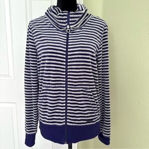 Calvin Klein Women’s Performance Velour Striped Full Zip Jacket Cotton Blend
